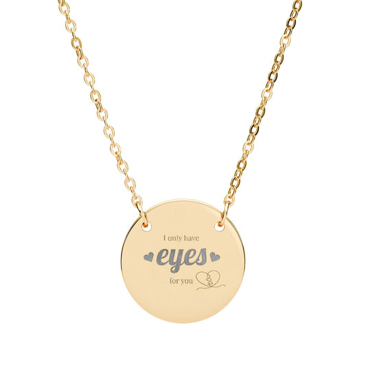 Engraved Circle Necklace — Personalized 'eyes' Disc Pendant