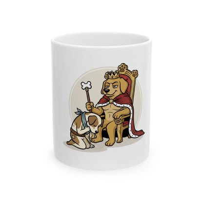 Ceramic Mug — 'Dog King' Illustration Coffee Mug (11oz & 15oz)