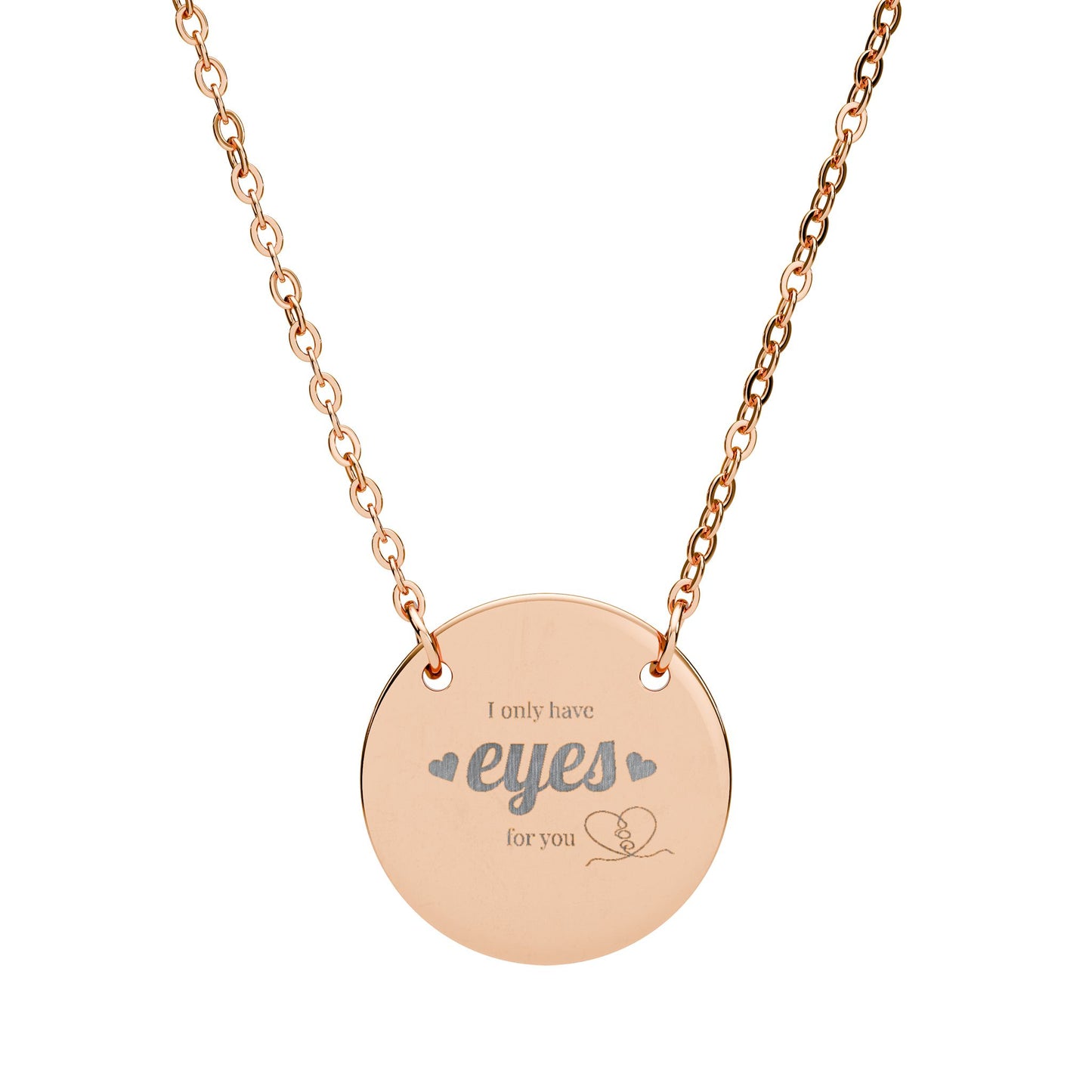 Engraved Circle Necklace — Personalized 'eyes' Disc Pendant